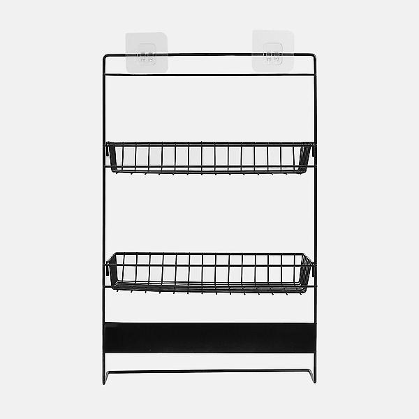 [도매토피아/냉장고걸이 2단 스틸 수납선] 냉장고걸이 2단 스틸 수납선반(블랙) 주방 틈새선반