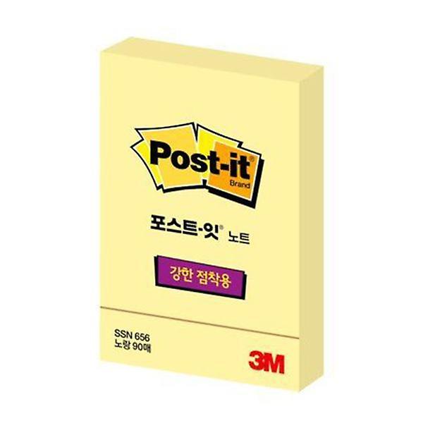 [오피스큐/OQ-00001] 3M 포스트잇 강한점착용 노트 656 노랑 51x76mm, 90매