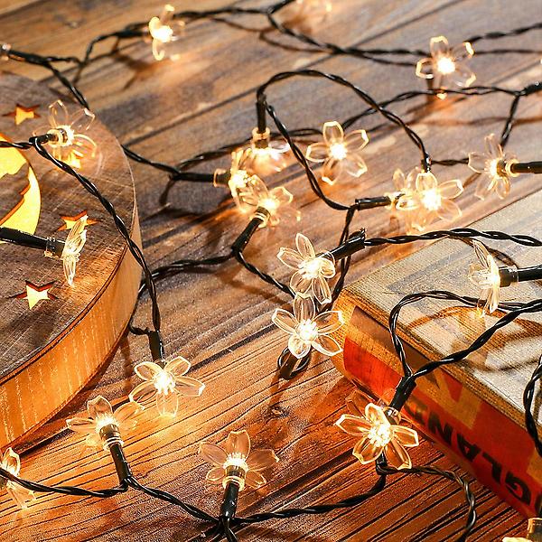 [도매토피아/TREE-00001] 포스원 LED 20구 태양광 플라워 전구 웜색 옥상조명