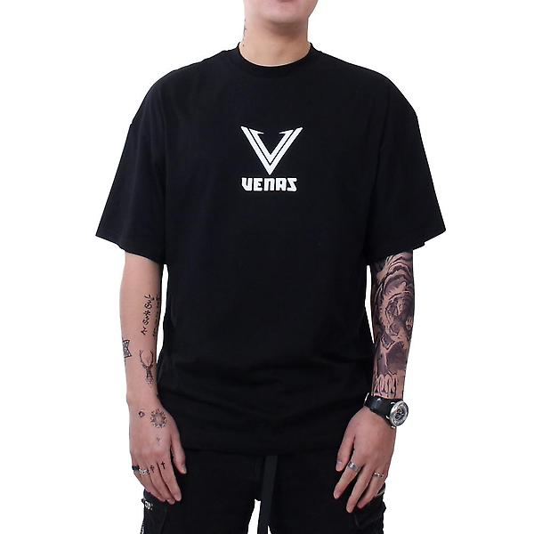  베나스 프론트 포인트 반팔 티셔츠 블랙 S 루즈핏