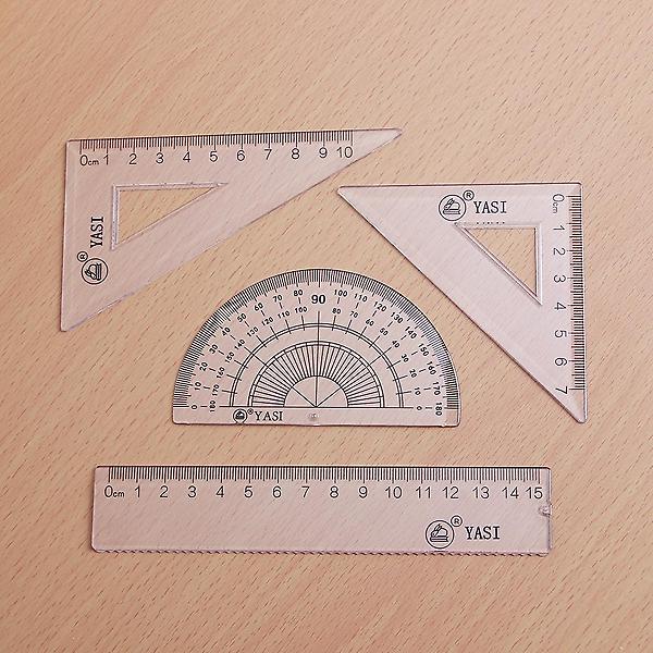  투명 각도기 삼각자 4종/어린이 문구 학용품 각도기자