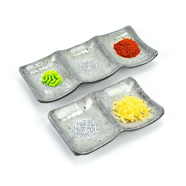  멜라민 플라워 웨이브 초장그릇 2칸/3칸