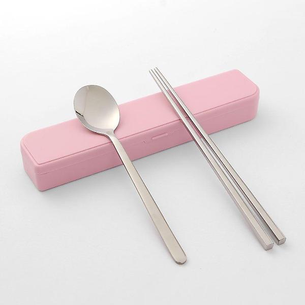 [셀럽하우스/CELB0001] 휴대용 수저세트(숟가락 젓가락) 케이스 수저통 핑크