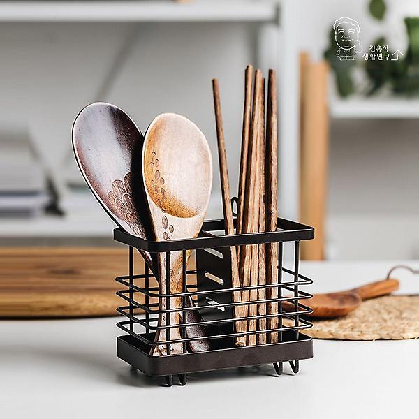  스텐 철제 수저통 물빠짐 스텐드 걸이형 수저꽂이