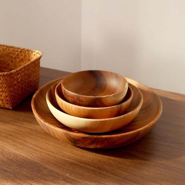  캠핑 원목 낮은 볼 우드 식기 샐러드볼 (M사이즈)