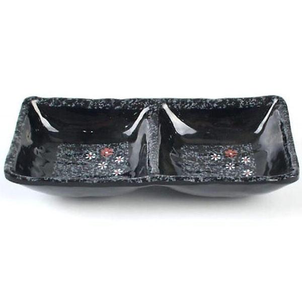  멜라민 그릇 소스 그릇 나눔 접시 2칸 꽃잎 17.6cm