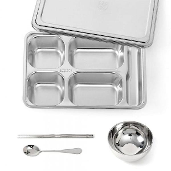  온키친 스텐 4구 식판 풀세트 (수저칸) (뚜껑) (특대)