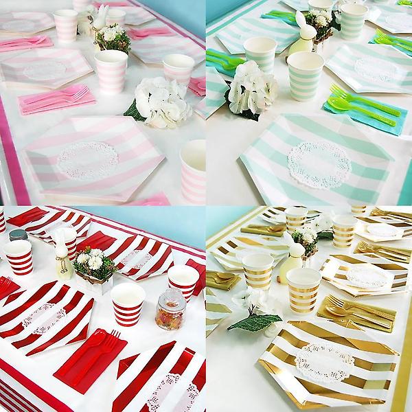  스트라이프 파티접시 6개입 25cm(10in) 과일접시