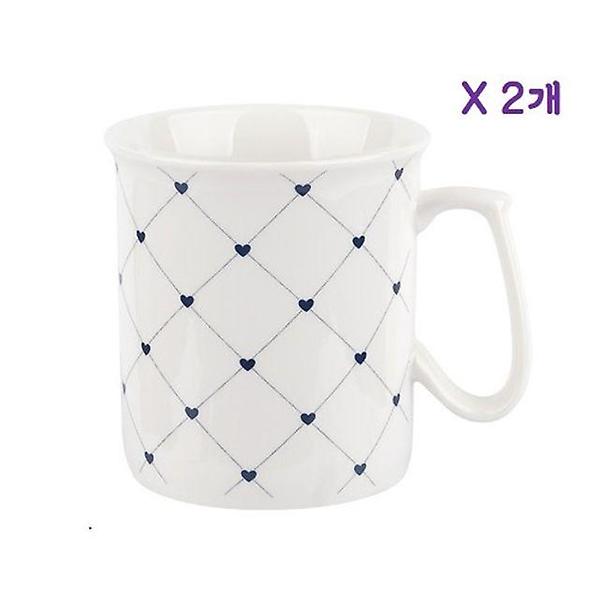  하트 머그컵(약 지름8.2xH8.8cm) 2개 세트 손잡이