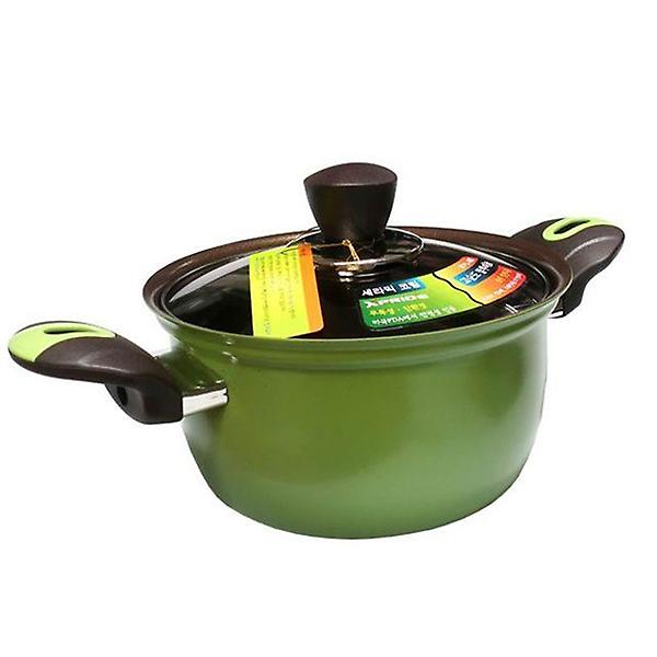  나리히라 냄비 세라믹 코팅 냄비 넘침 방지 그린 18cm