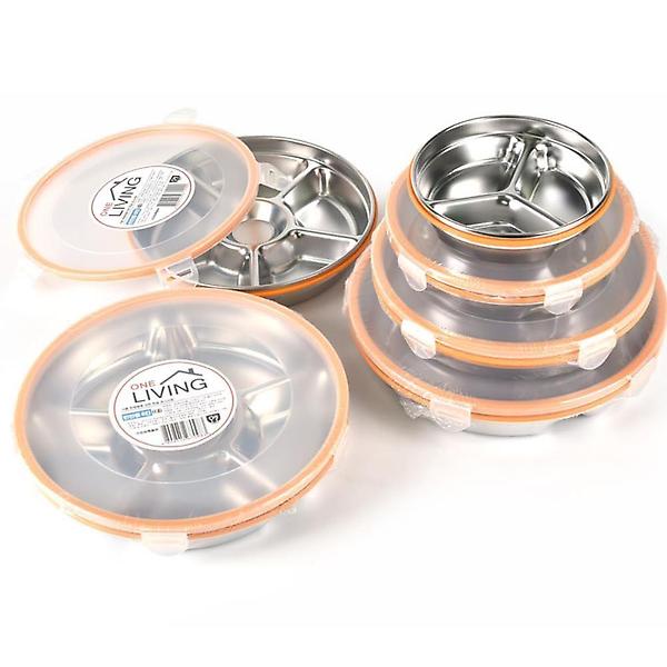  반찬담기 좋은 칸 나눔 밀폐용기 6칸-대 스텐통