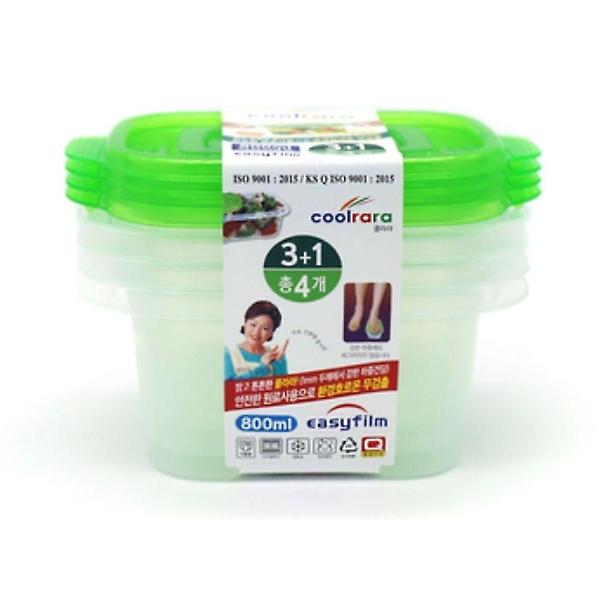  쿨라라 밀폐용기 반찬통 냉장고 용기 직사각 800ml 4p