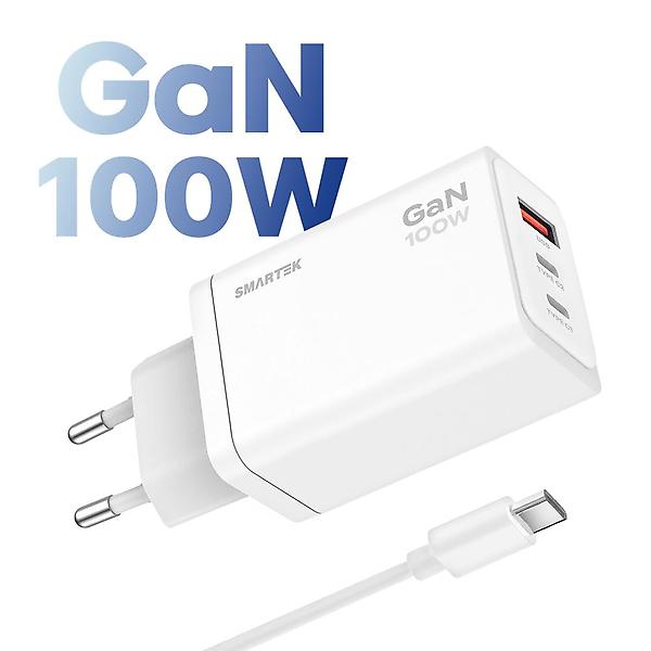  스마텍 PD PPS 초고속 충전 100W 3포트 Gan 충전기 STQC-GAN100 (C to C 케이블 포함)