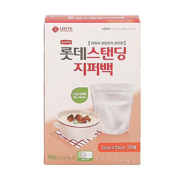  롯데 스탠딩 이중지퍼백 22x23cm 10매 1P 일회용백