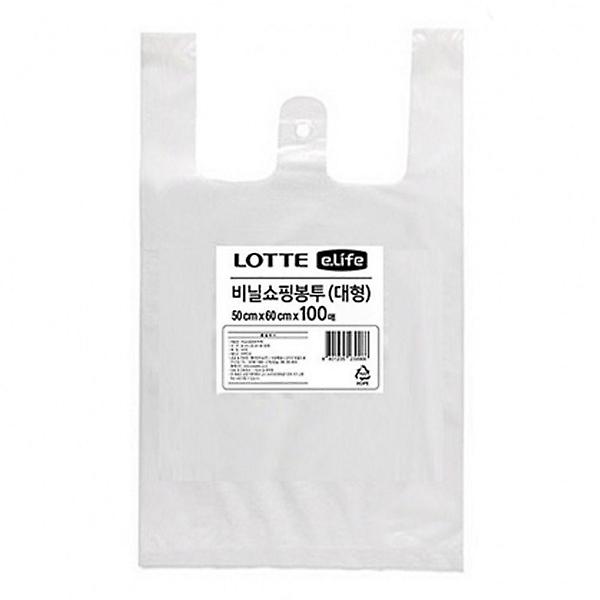  비닐봉투 대형 100매 화이트 1P 쇼핑 비닐백 비닐봉지