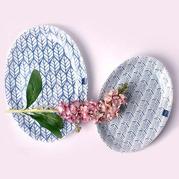  스팔 북유럽 오발 플레이트 접시 디저트 블루