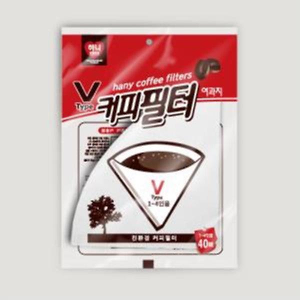  식품용 V형 1-4인용 여과지 커피필터 40매 HANY