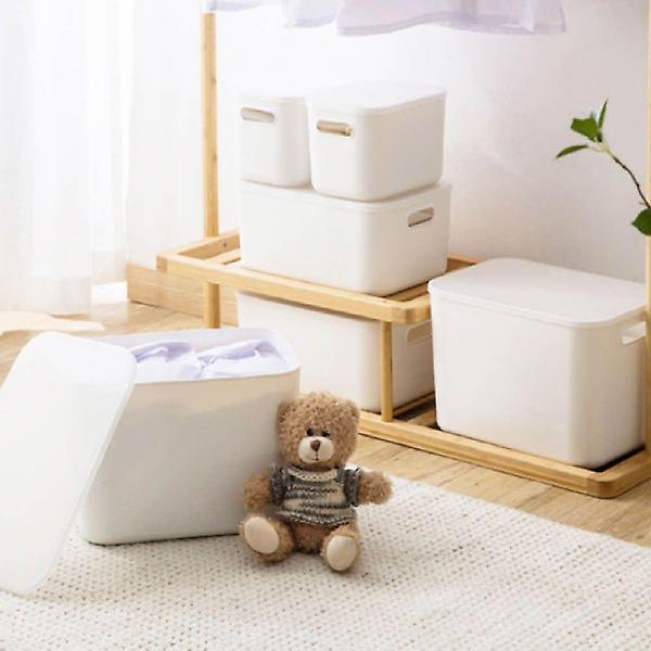  스토리지 바구니 화이트 대형 뚜껑 포함