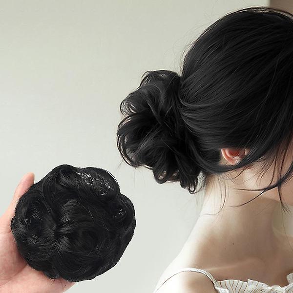  [언니네 가발] 똥머리 집게핀 가발(파마머리) (블랙)