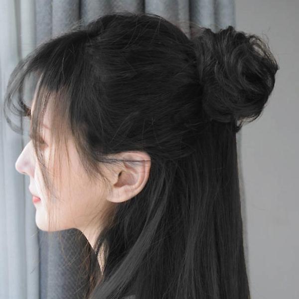  [언니네 가발] 똥머리 집게핀 가발(파마머리) (블랙)