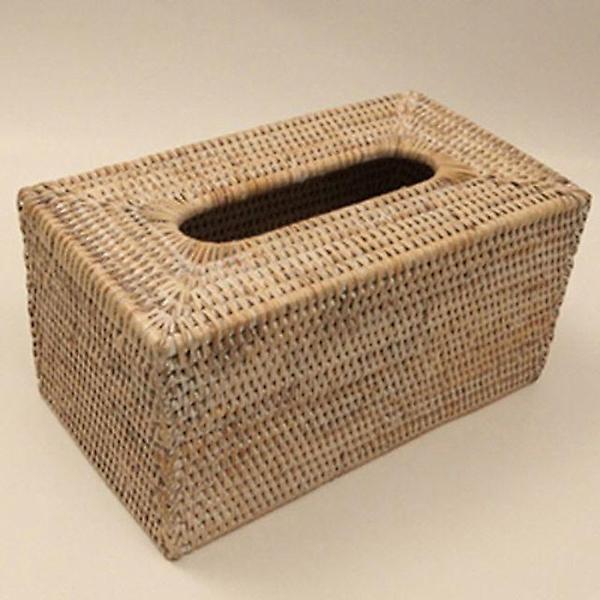  라탄 바구니 라탄 직사각 티슈박스 (White)