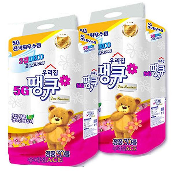  정품 플라워 땡큐 3겹 롤 화장지 휴지 30롤 1+1 2팩