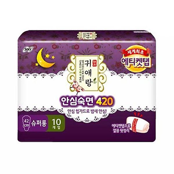  귀애랑 안심숙 면 420 수퍼롱 생리대 10입x4개