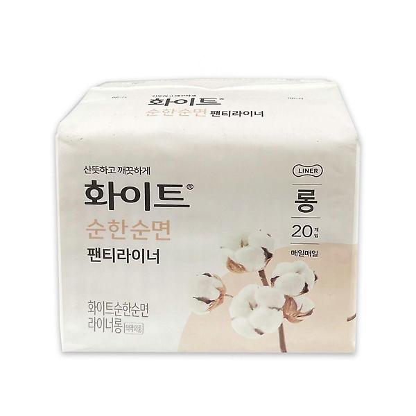  화이트 순한순면 팬티라이너 롱 20개입 생리대 -O