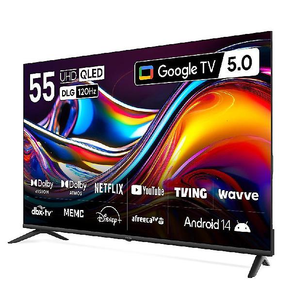  프리즘 CP55G5Q 140cm 구글5.0 스마트 4K QLED TV 120Hz 프리핫키 지원