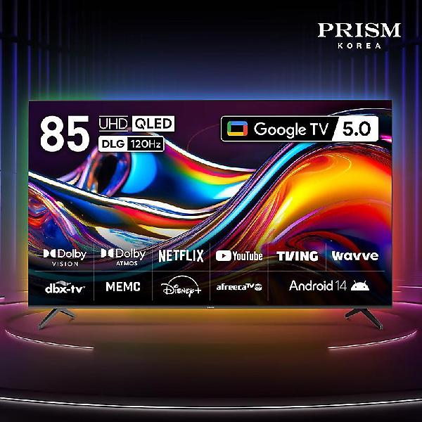  프리즘 CP85G5Q 215cm 구글5.0 스마트 4K QLED TV 120Hz 프리핫키 지원