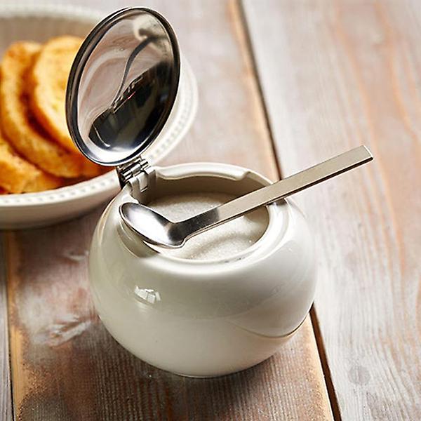  제로재팬 도자기 설탕프림통(BKK-04WH) 140ml 캐니스터 스푼 포함