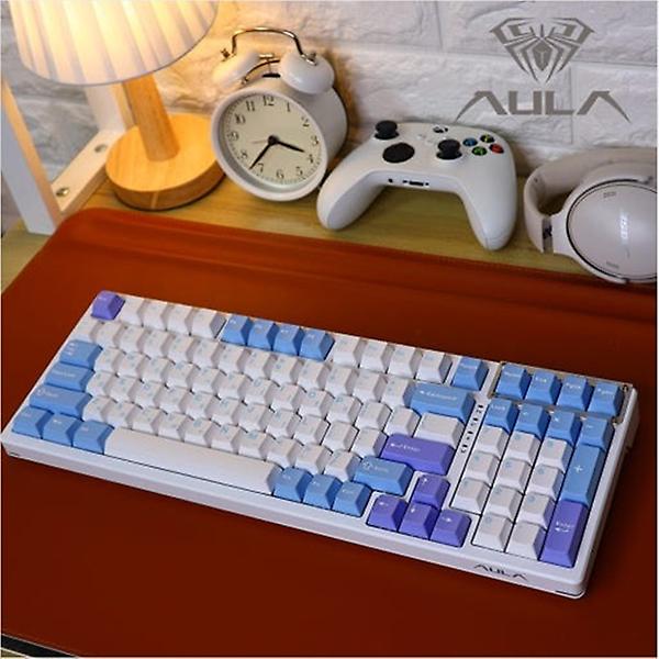  AULA F98 PBT RGB 풀윤활 유무선 기계식 블루 화이트 퍼플 한글