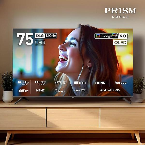  프리즘 CP75G5Q 191cm 구글5.0 스마트 4K QLED TV 120Hz 프리핫키 지원