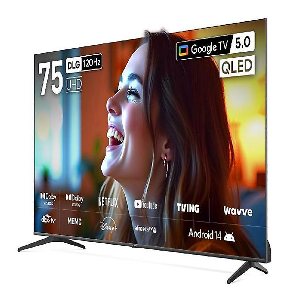  프리즘 CP75G5Q 191cm 구글5.0 스마트 4K QLED TV 120Hz 프리핫키 지원