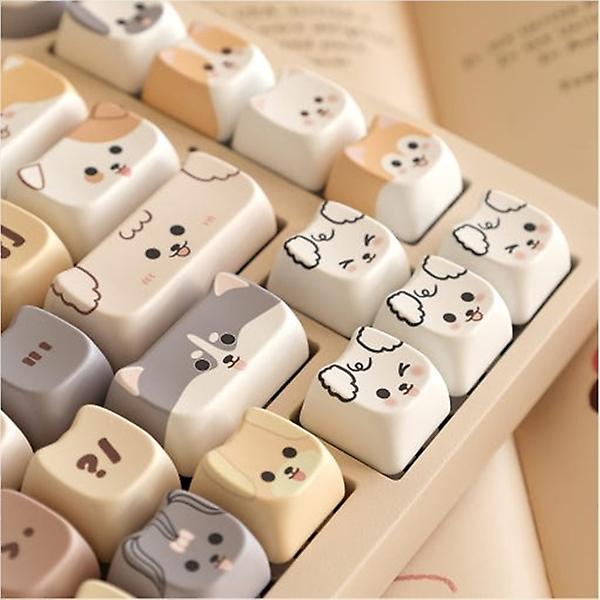  SPM Soulcat 고함량 PBT 반려동물 염료승화 영문 키캡 143키 커스텀키보드 교체용 (쫑긋강아지 대가족)