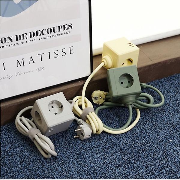  에코너 MT02 큐브 멀티탭 4000W 고용량 USB C타입 멀티 콘센트 1.8M 옐로우