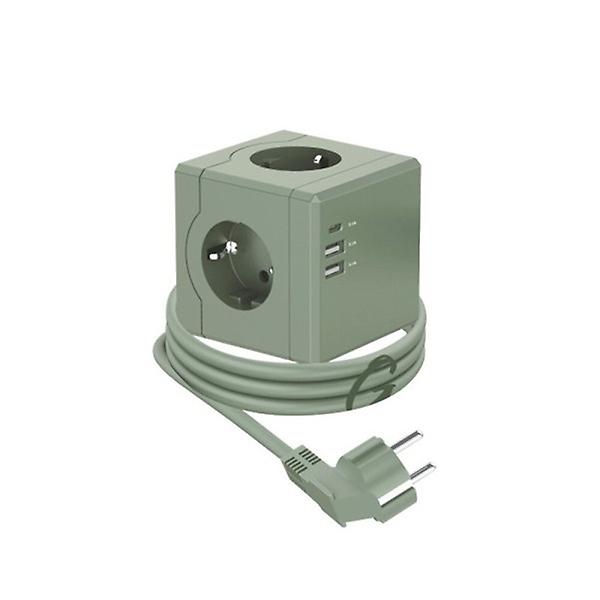  에코너 MT02 큐브 멀티탭 4000W 고용량 USB C타입 멀티 콘센트 1.8M 그린