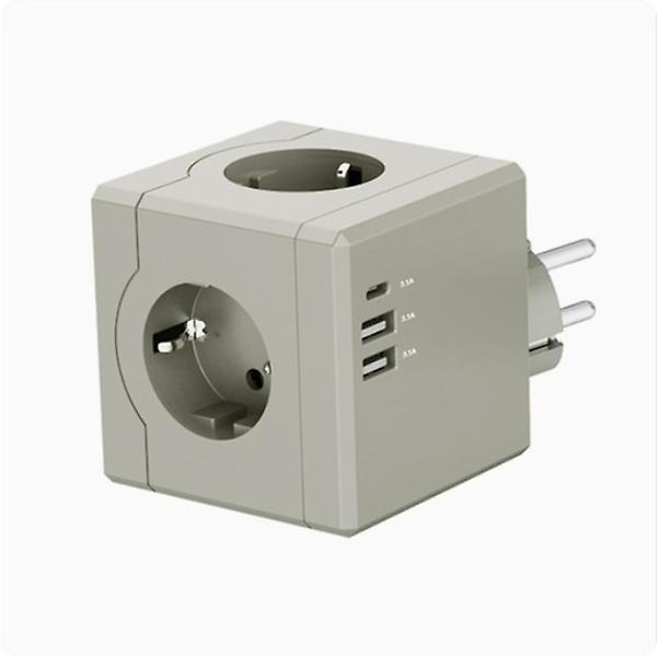  에코너 MT01 큐브 디자인 멀티탭 고용량 USB C타입 3구 플러그 그레이