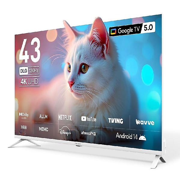  [5년 보증] 프리즘 109cm 화이트 구글5.0 스마트 4K UHD TV CP43G5W 
