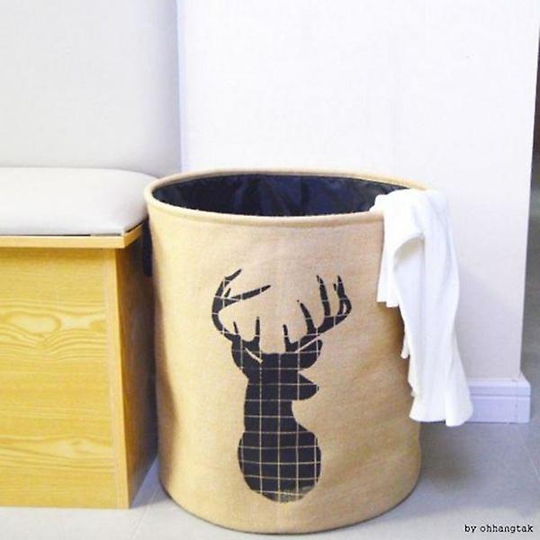  라운딩 사슴 빨래바구니