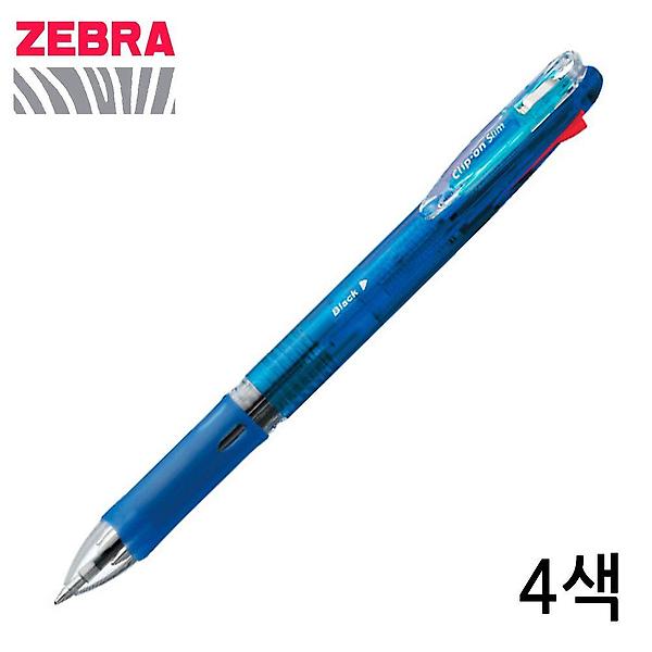  제브라 4색 B4A5 클립온 블루 볼펜 0.7 슬림4C
