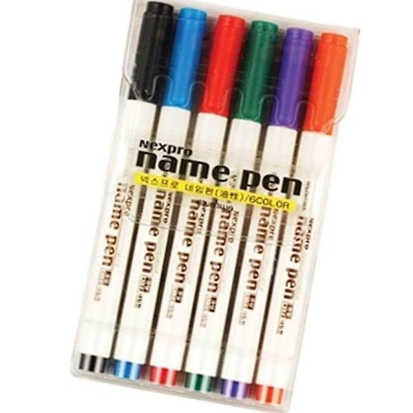  네임펜 0.8mm 6색세트 컬러 목재 금속