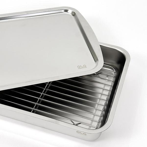  올지 셀렉트 스텐 밧드 트레이 3종세트 바트 SUS 304 사각 레스팅 스테인레스 용기 반찬 통 무연마제 스탠