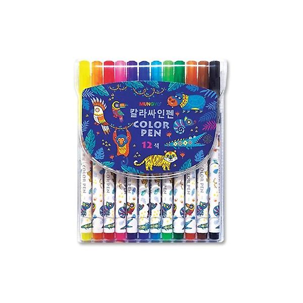  문교 PVC 칼라사인펜 12색 12개입