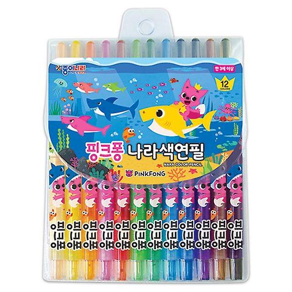  (종이나라) 핑크퐁상어가족나라색연필12색