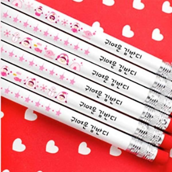  몽땅 펜슬 각인 6자루 화이트원형 귀여운펭귄 메이트