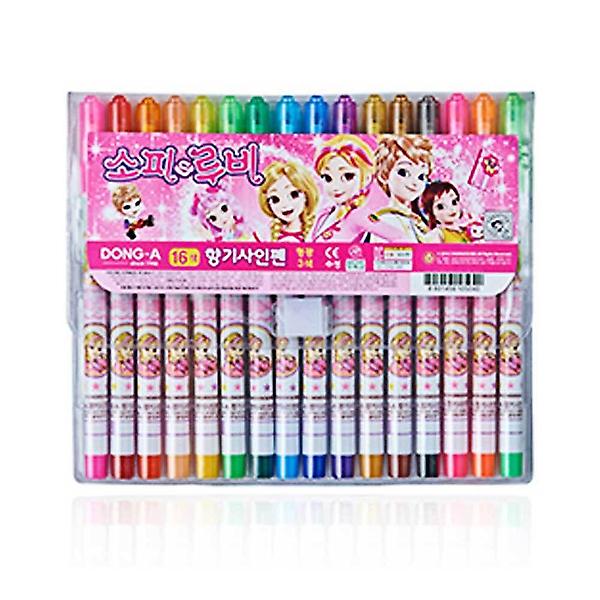  향기 싸인펜 16색 여아 디자인 랜덤 파티 시엘싸인펜