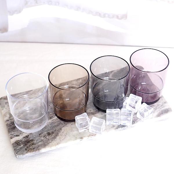  PC 스택 플라스틱 물컵 240ml 브라운 업소용 식당 카페컵