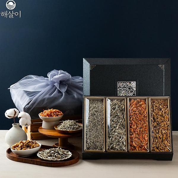  해살이 한지함 사각 4종 선물세트