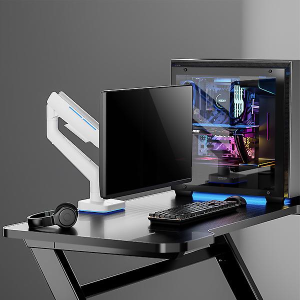  엔산 NH-15L(RGB) 고중량 가스스프링 라이팅 싱글모니터암 화이트